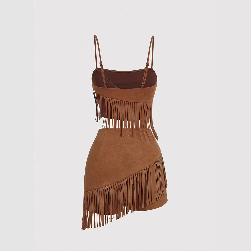 Harlow Fringe Crop Skirt Set