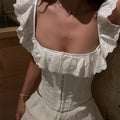 Ivory Lace Ruffle Corset Top