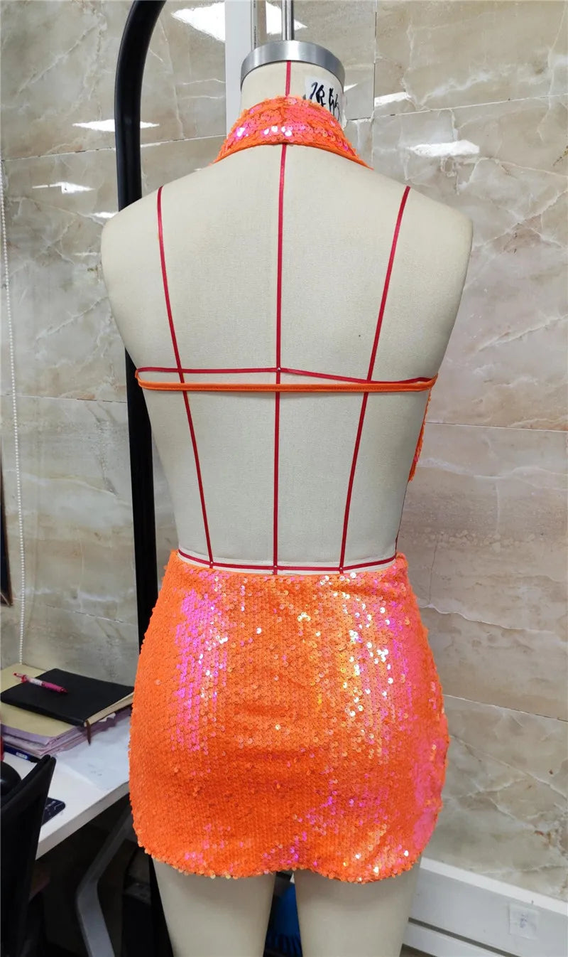 Disco Nights Sequin Skirt Set