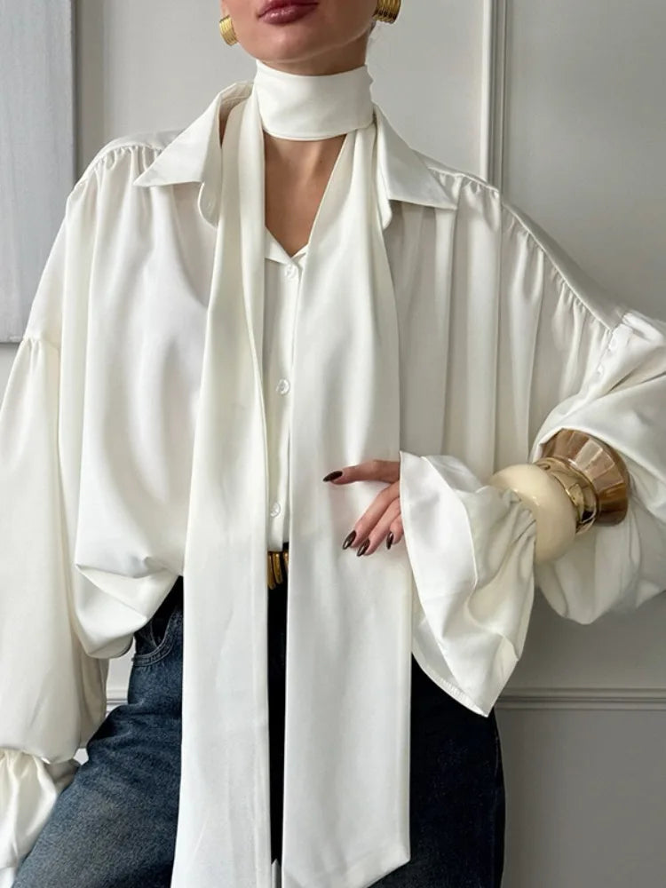 Stole His Shirt Satin Oversized Blouse