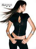 Empire Curves Zip-Front Two-Piece Set - turtleneck bodysuit and skinny pants