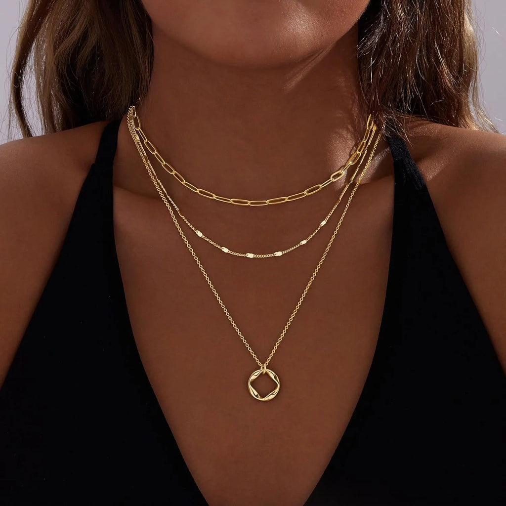 Rich Girl Club Soft Life Layered Necklace Set — Gold & Silver 3-Piece