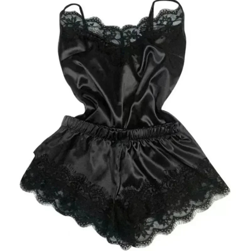 Undone Lace Silk Cami &amp; Shorts Set