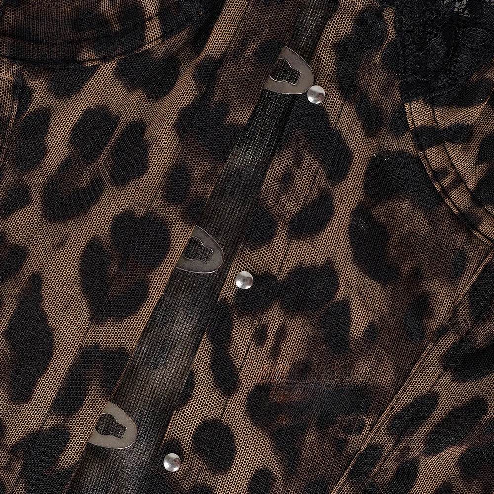 Wild Luxury Leopard Mesh Corset Top