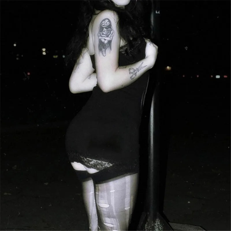 Midnight Reaper Strappy Mini Dress
