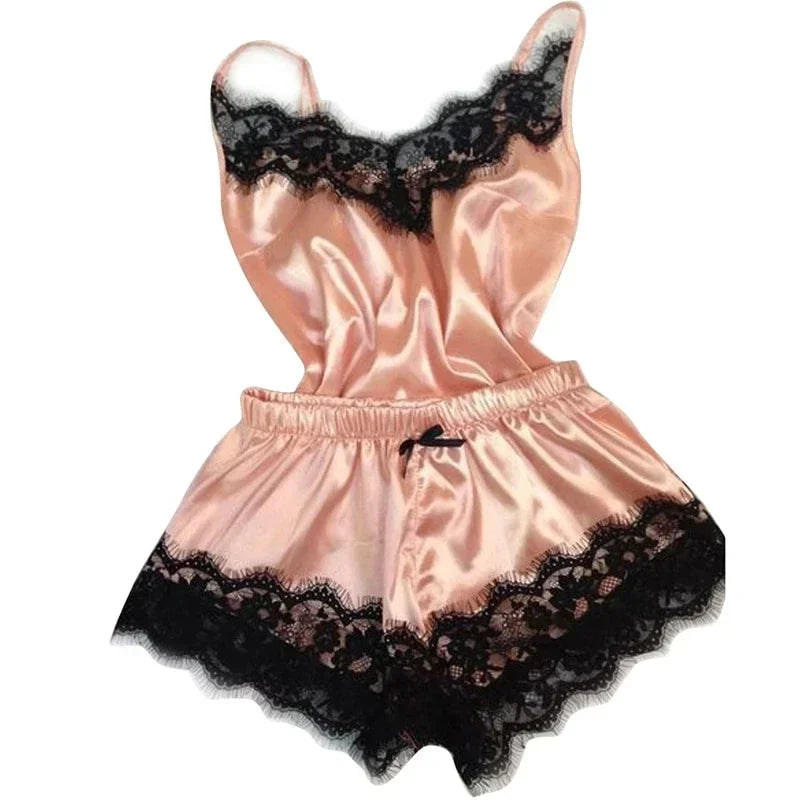 Undone Lace Silk Cami &amp; Shorts Set