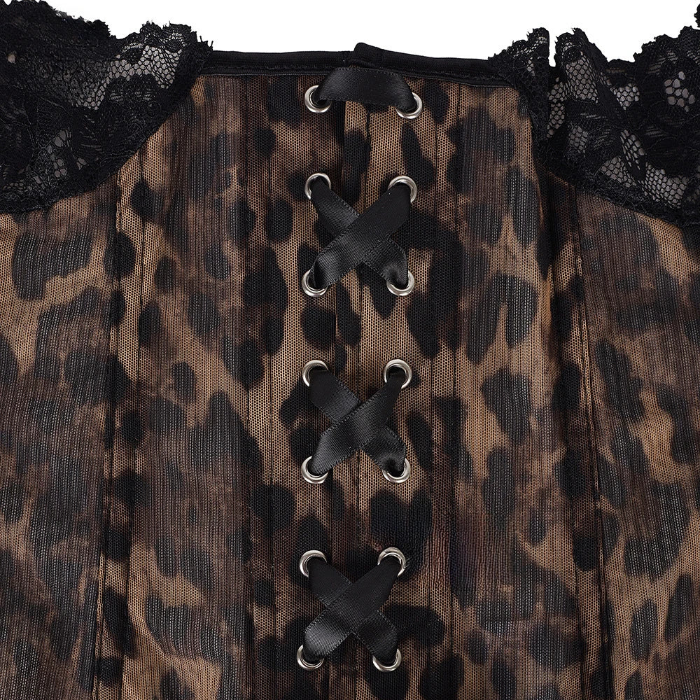 Wild Luxury Leopard Mesh Corset Top