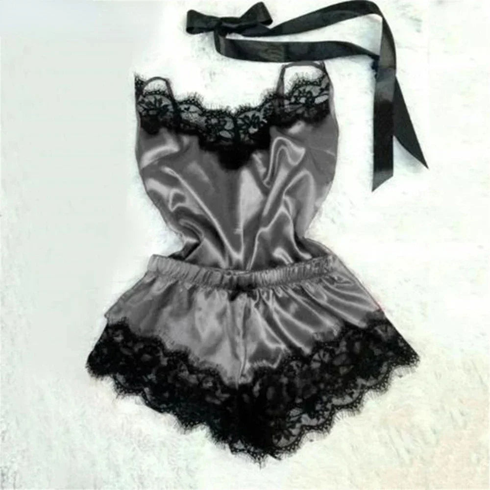 Undone Lace Silk Cami &amp; Shorts Set