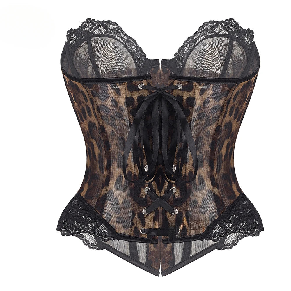 Wild Luxury Leopard Mesh Corset Top