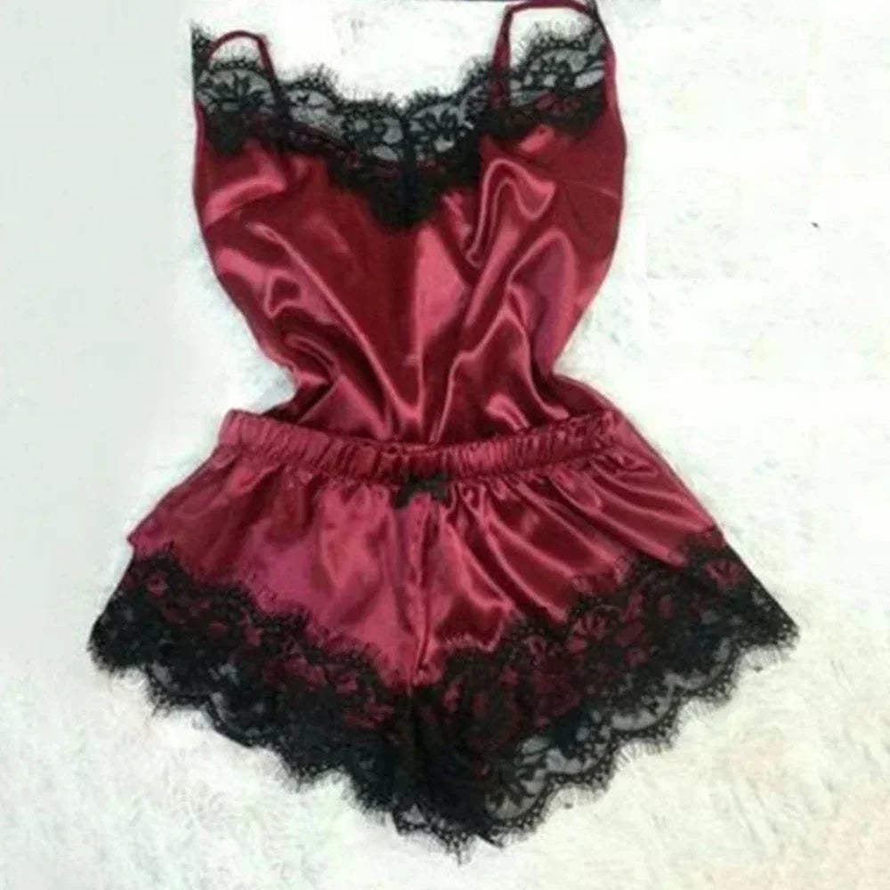 Undone Lace Silk Cami &amp; Shorts Set
