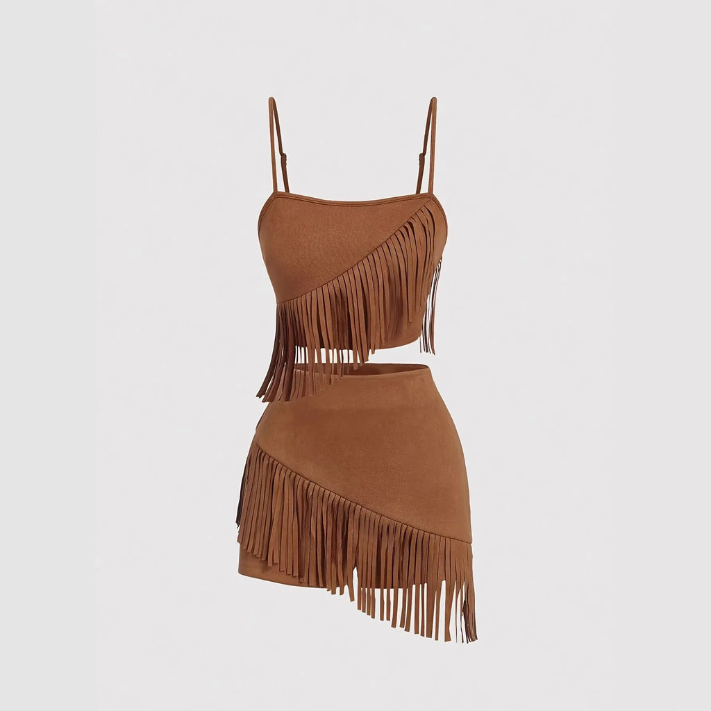 Harlow Fringe Crop Skirt Set