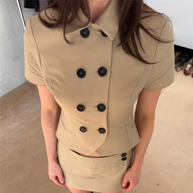 Power Move Double-Breasted Crop Top