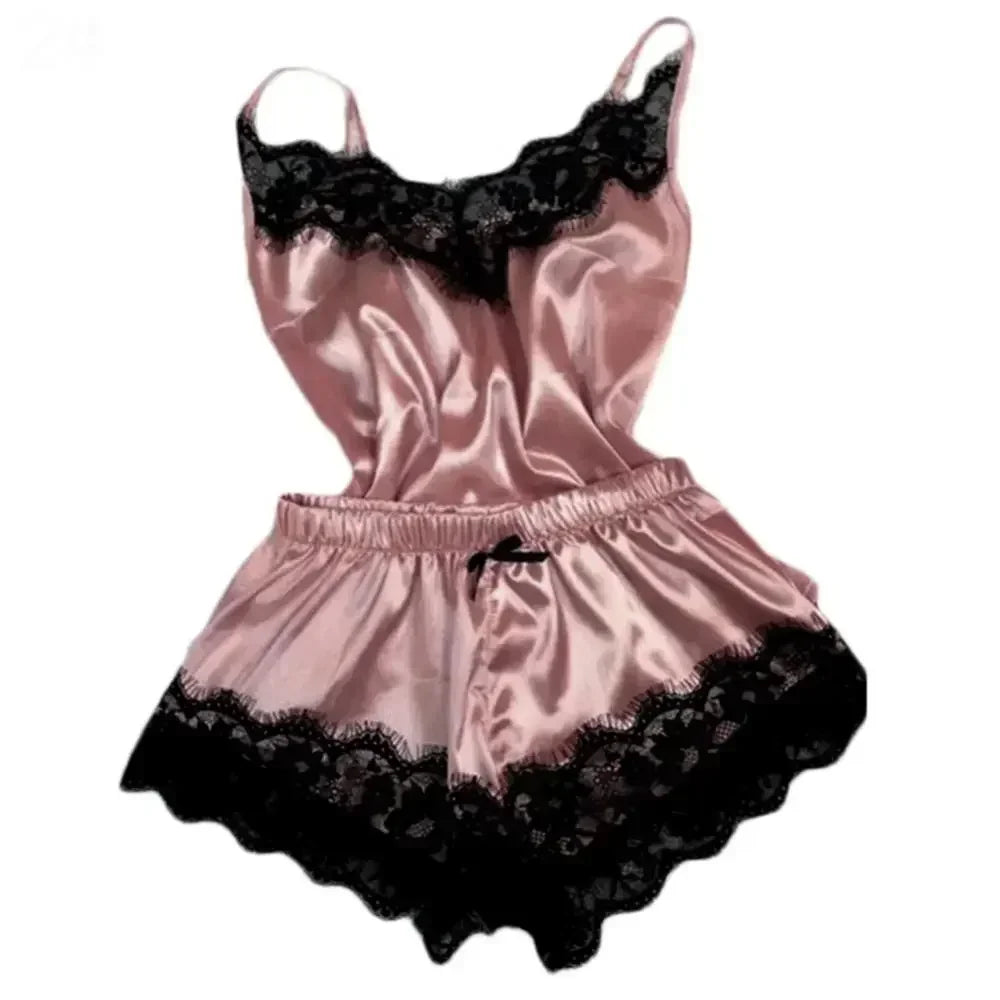Undone Lace Silk Cami &amp; Shorts Set