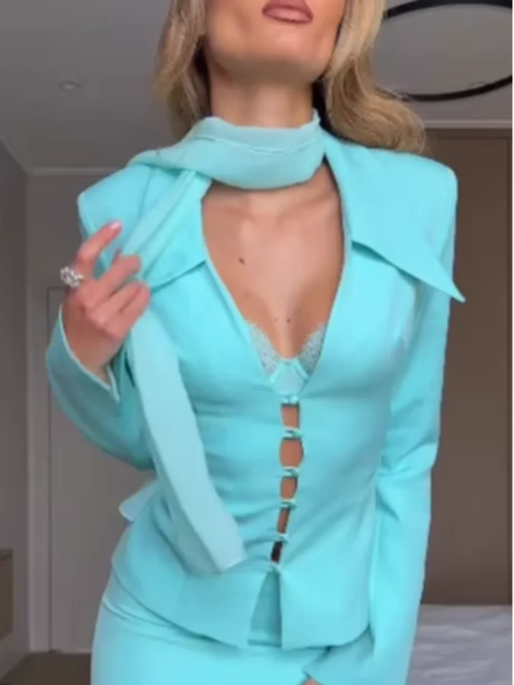 After Hours Satin Blazer Skirt Set