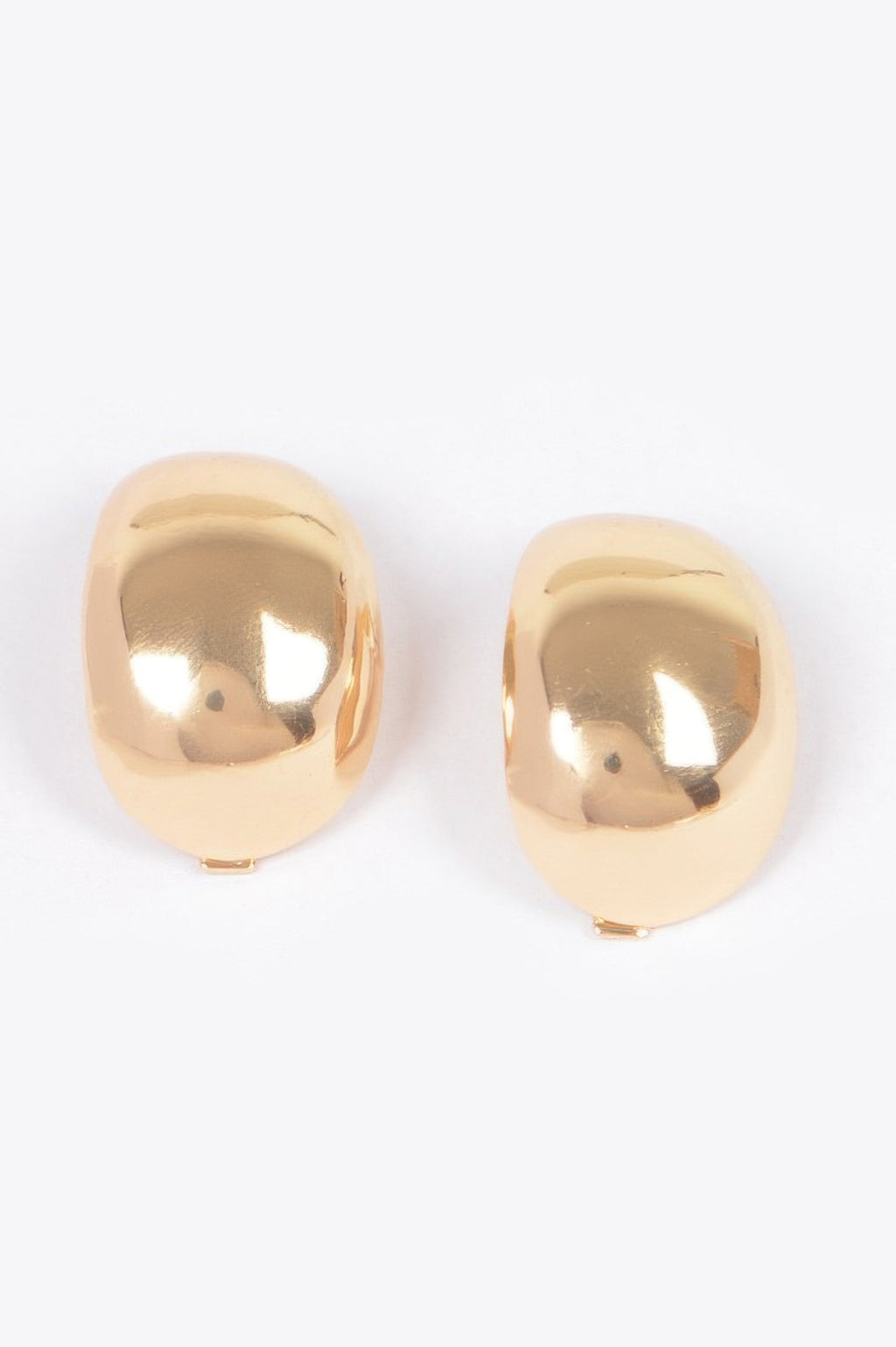 Compact polished sculptural metal earrings, product view 2