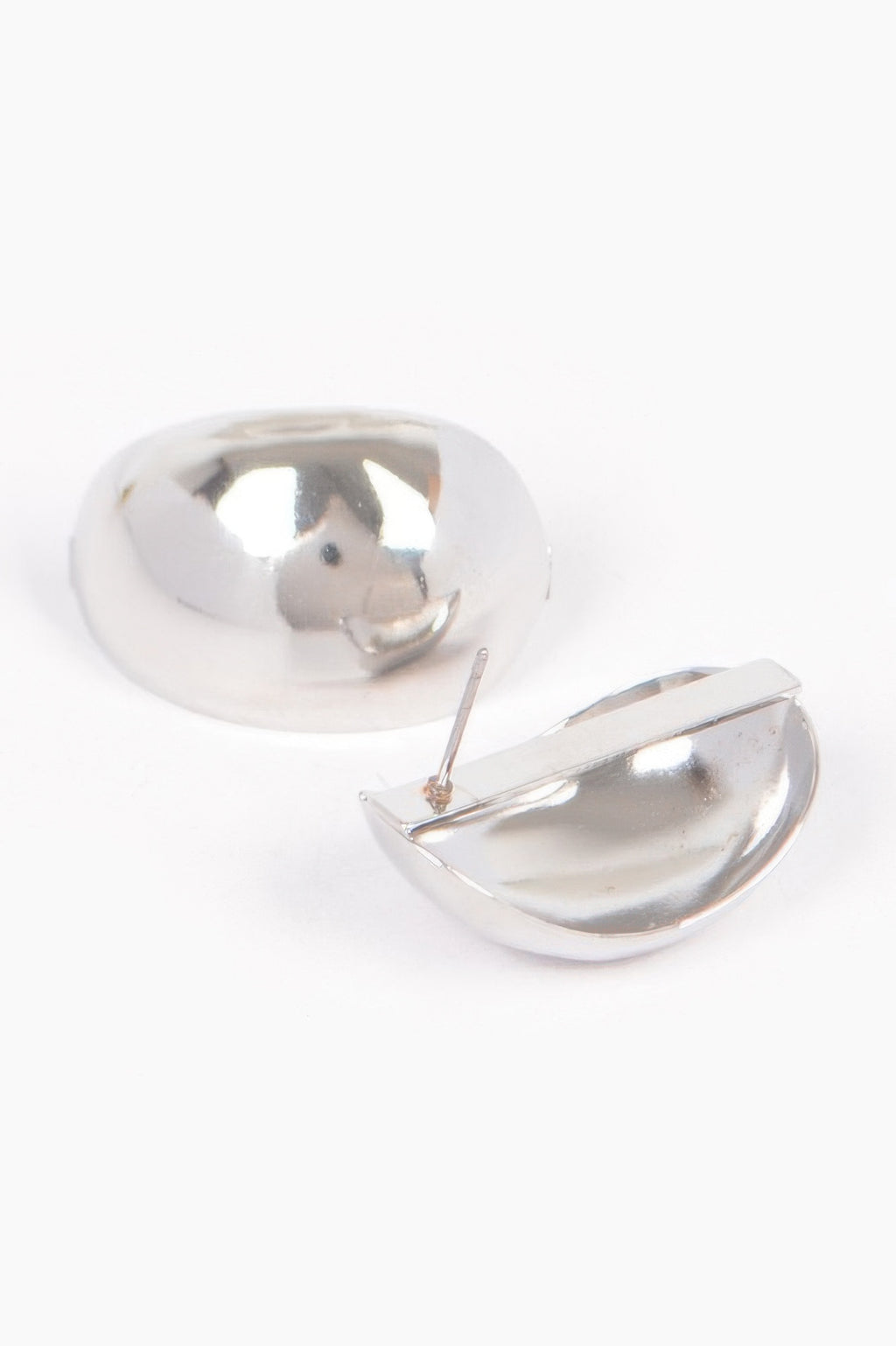 Compact polished sculptural metal earrings, product view 3