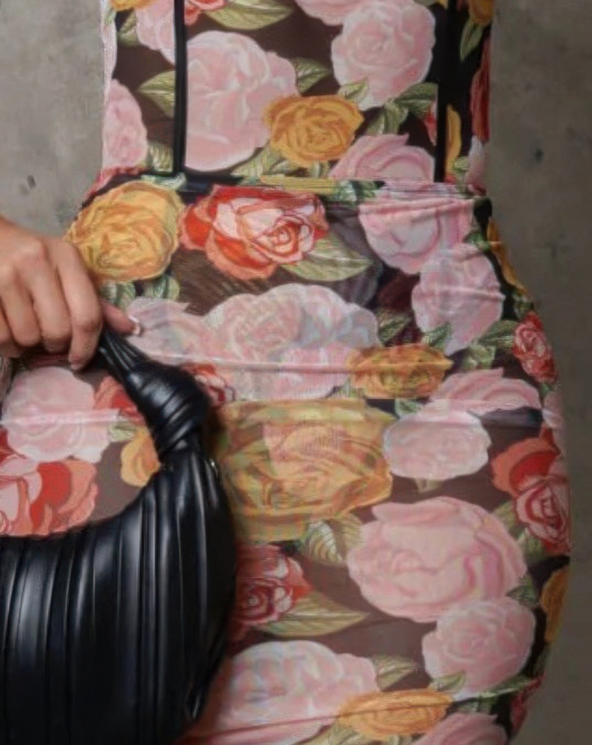 Multi-color floral mesh mini skirt, product view 5