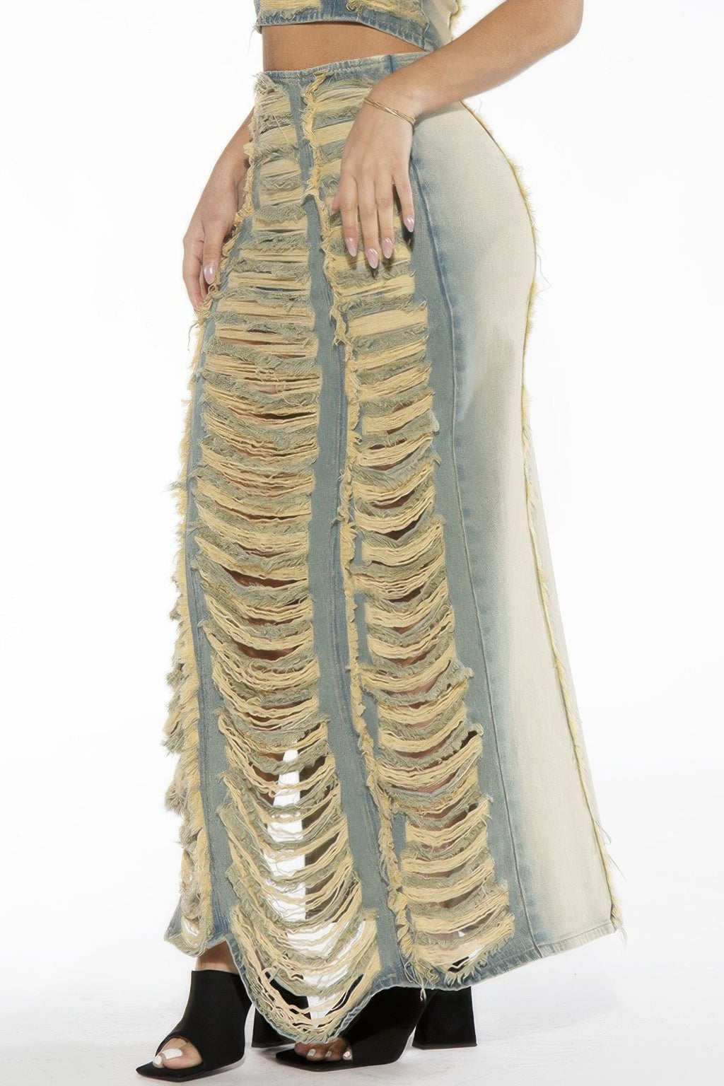 Rebel Heiress Denim Top sleeveless round-neck cropped denim supplier view