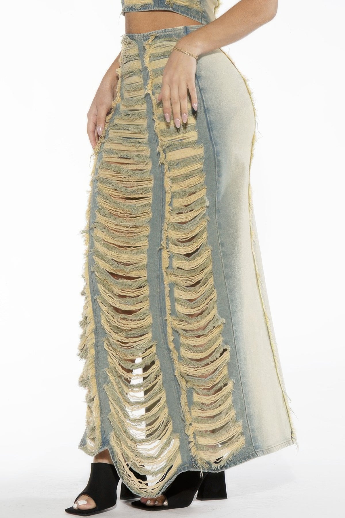 Rebel Heiress Denim Top sleeveless round-neck cropped denim supplier view