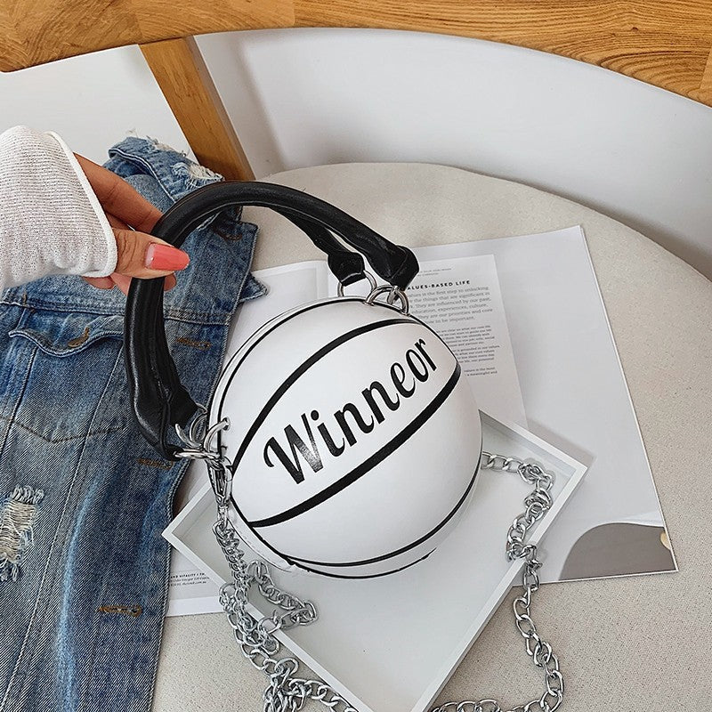 Courtside Status Basketball Bag supplier hand-held front view in white