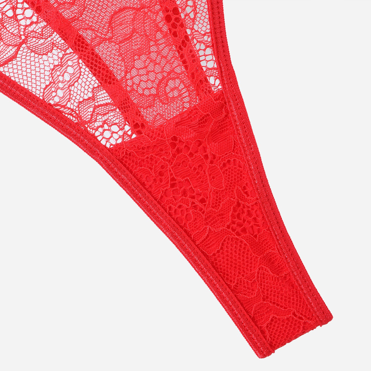 Red lace underpants, close-up product detail