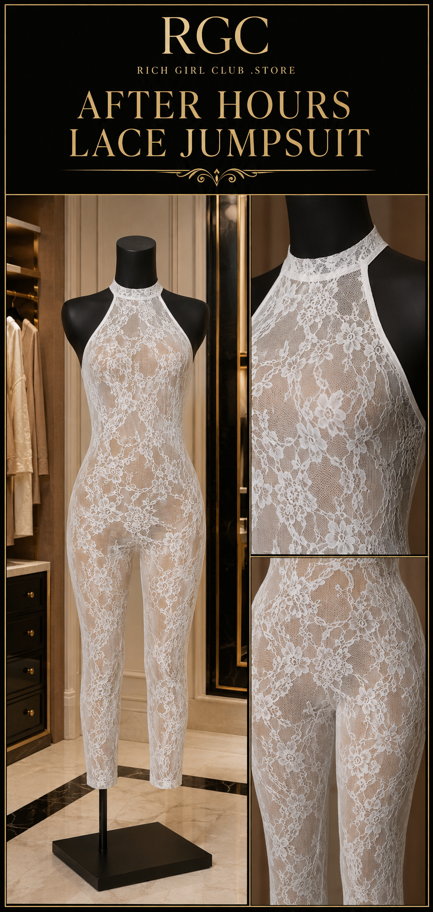 After Hours Lace Jumpsuit RGC mannequin and product-detail companion