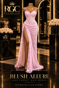 Blush Allure Lace Corset Maxi Dress on the signature curvy RGC boutique mannequin