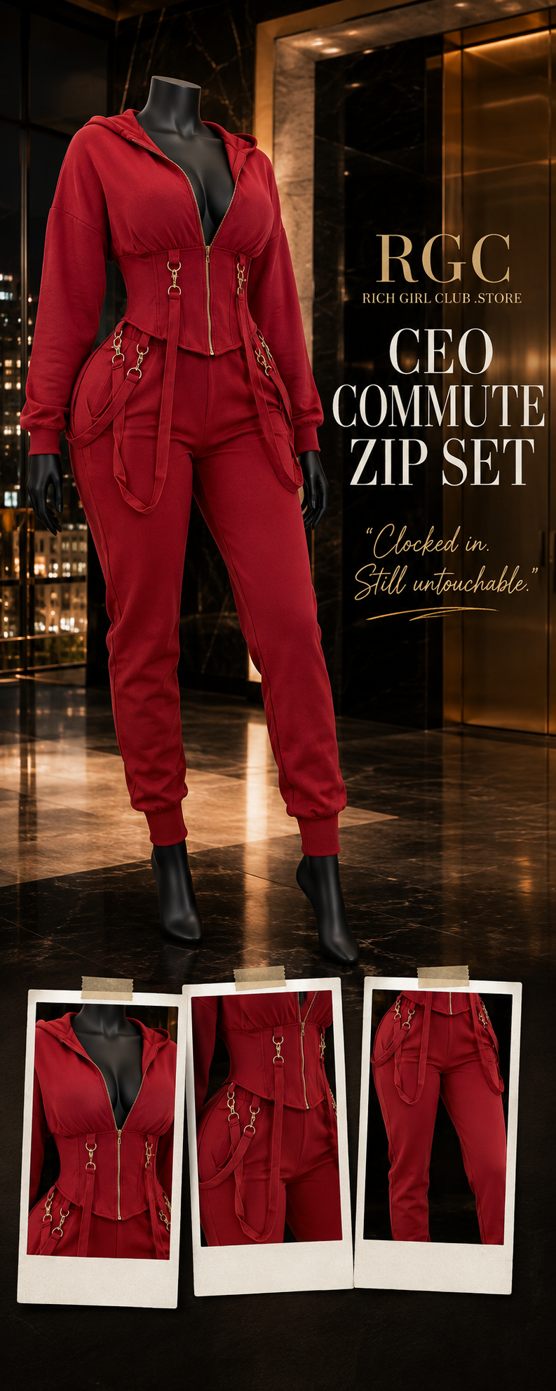 CEO Commute Zip Set RGC mannequin and product-detail companion