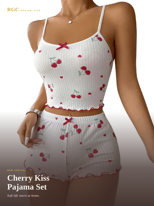 Cherry Kiss Pajama Set - Rich Girl Club New Arrival