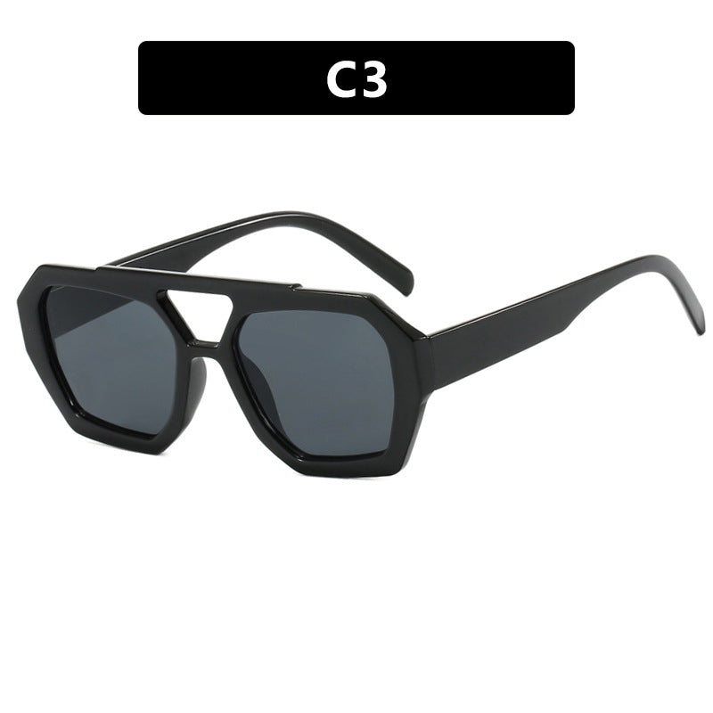 Glossy black oversized sunglasses with gray lenses, supplier style C3.