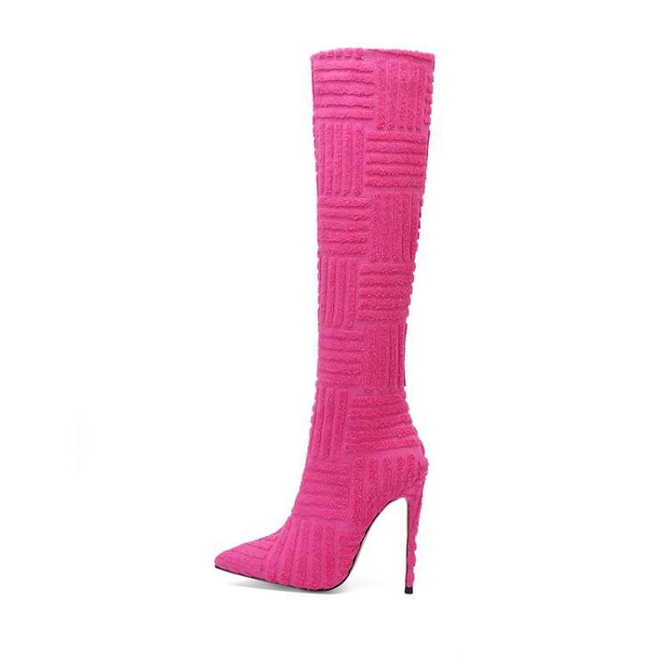 Rose Red Main Character Suede Stiletto Boot side product view