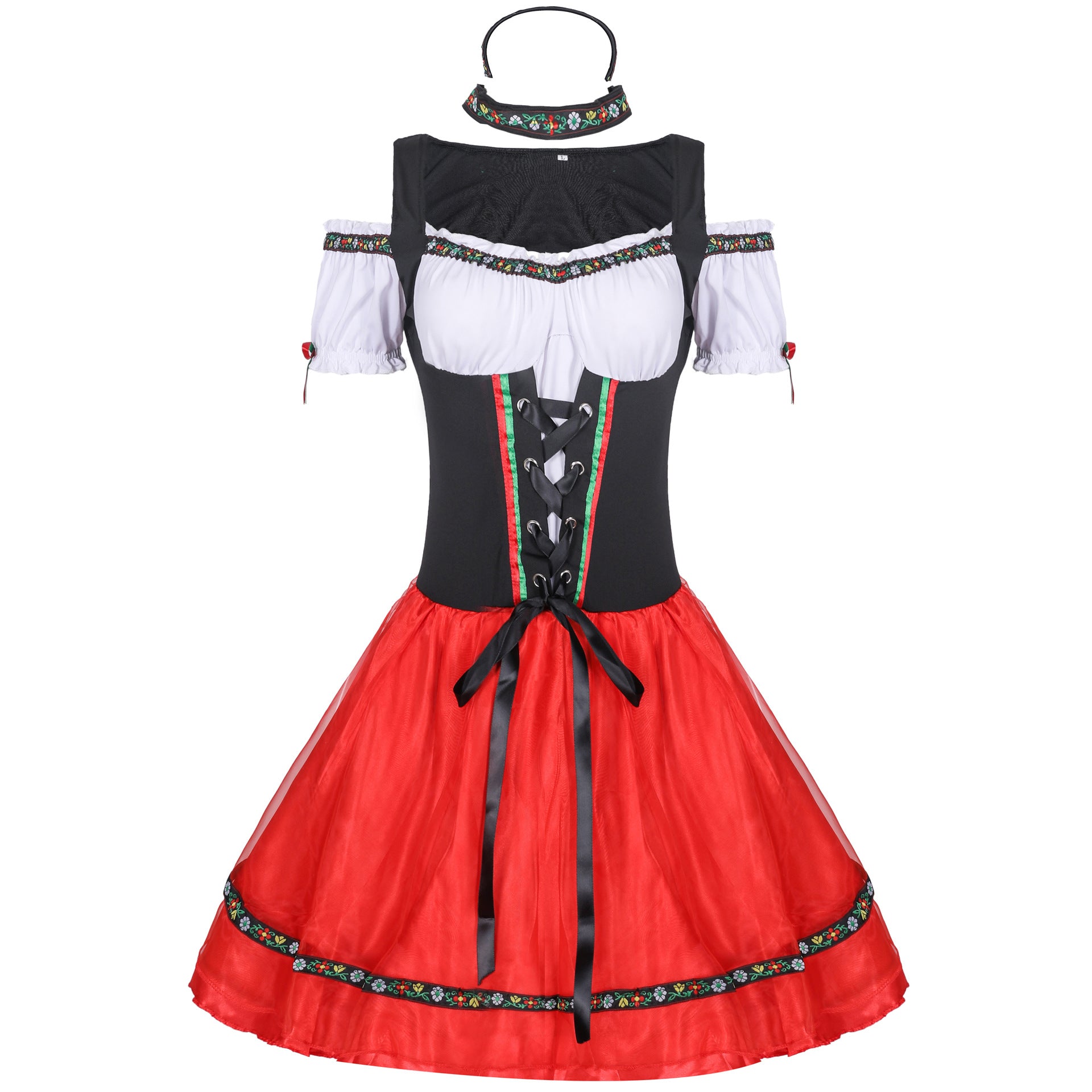 Oktoberfest Costume supplier styling view with coordinating headwear.