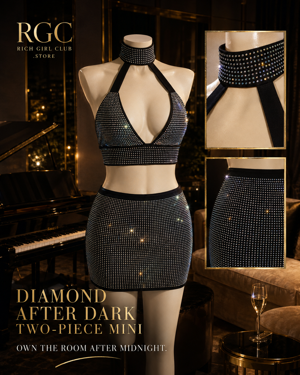 Diamond After Dark Two-Piece Mini RGC mannequin and product-detail companion