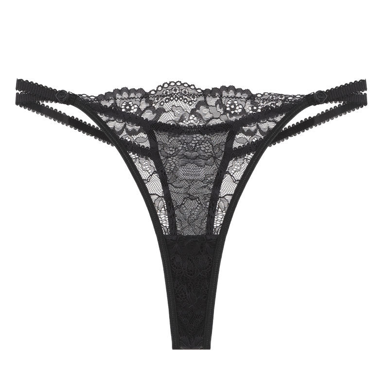 Black lace underpants, front product view