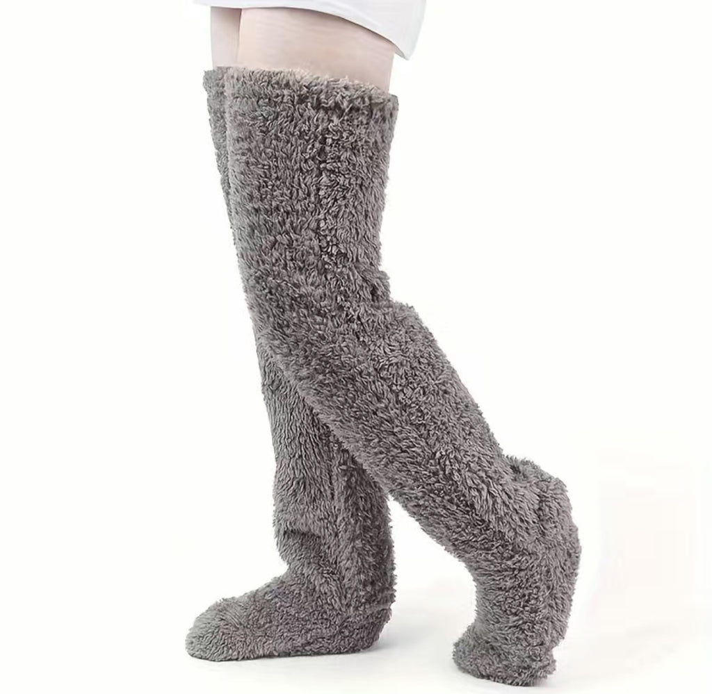 Soft Launch fuzzy over-the-knee socks source image 48