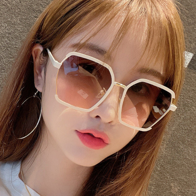 Top Floor Energy oversized metal half-frame sunglasses side view