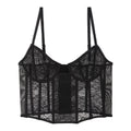 Black lace corset bra, front product view