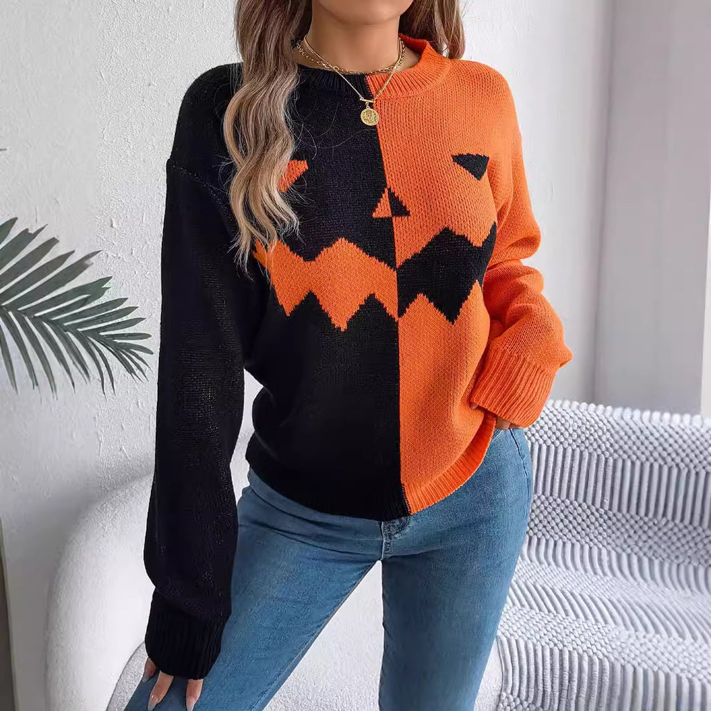 Ghosted & Gorgeous Orange and black sweater front