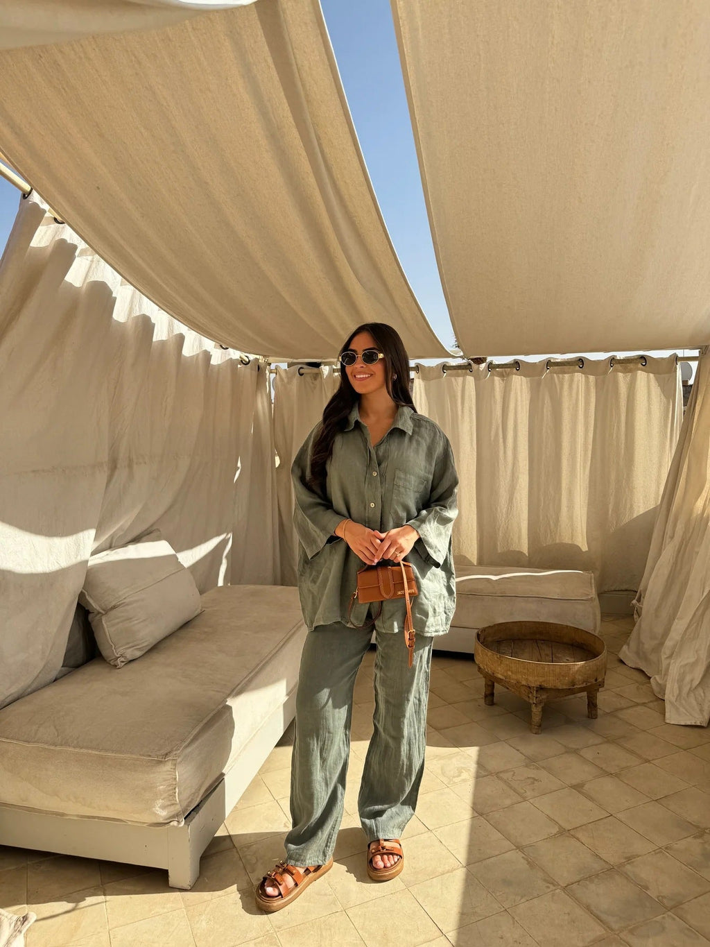 Gallery view 10 of the Resort Ease Set showing the relaxed button-front shirt and matching wide-leg trousers in an available colorway.
