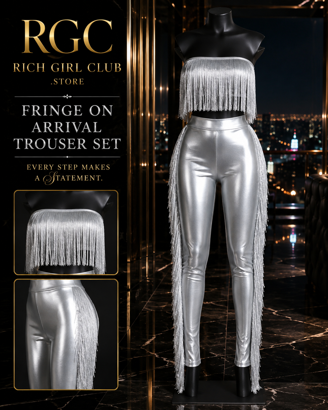 Fringe on Arrival Trouser Set RGC mannequin and product-detail companion