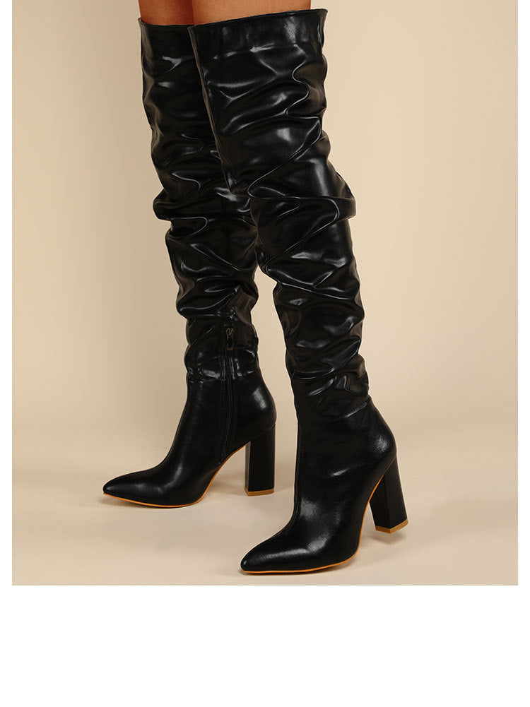 Black High Society Zip Boots, full-height front view
