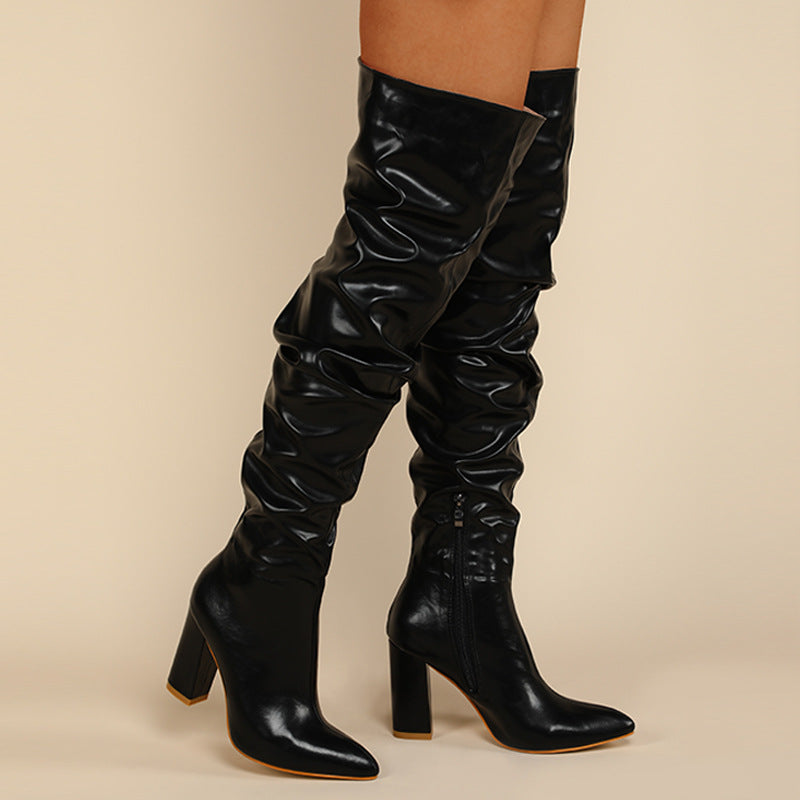 Black High Society Zip Boots, front three-quarter pair view