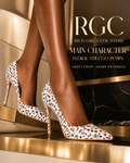 Main Character Floral Stiletto Pumps RGC hero featuring white cherry-print pointed-toe pumps