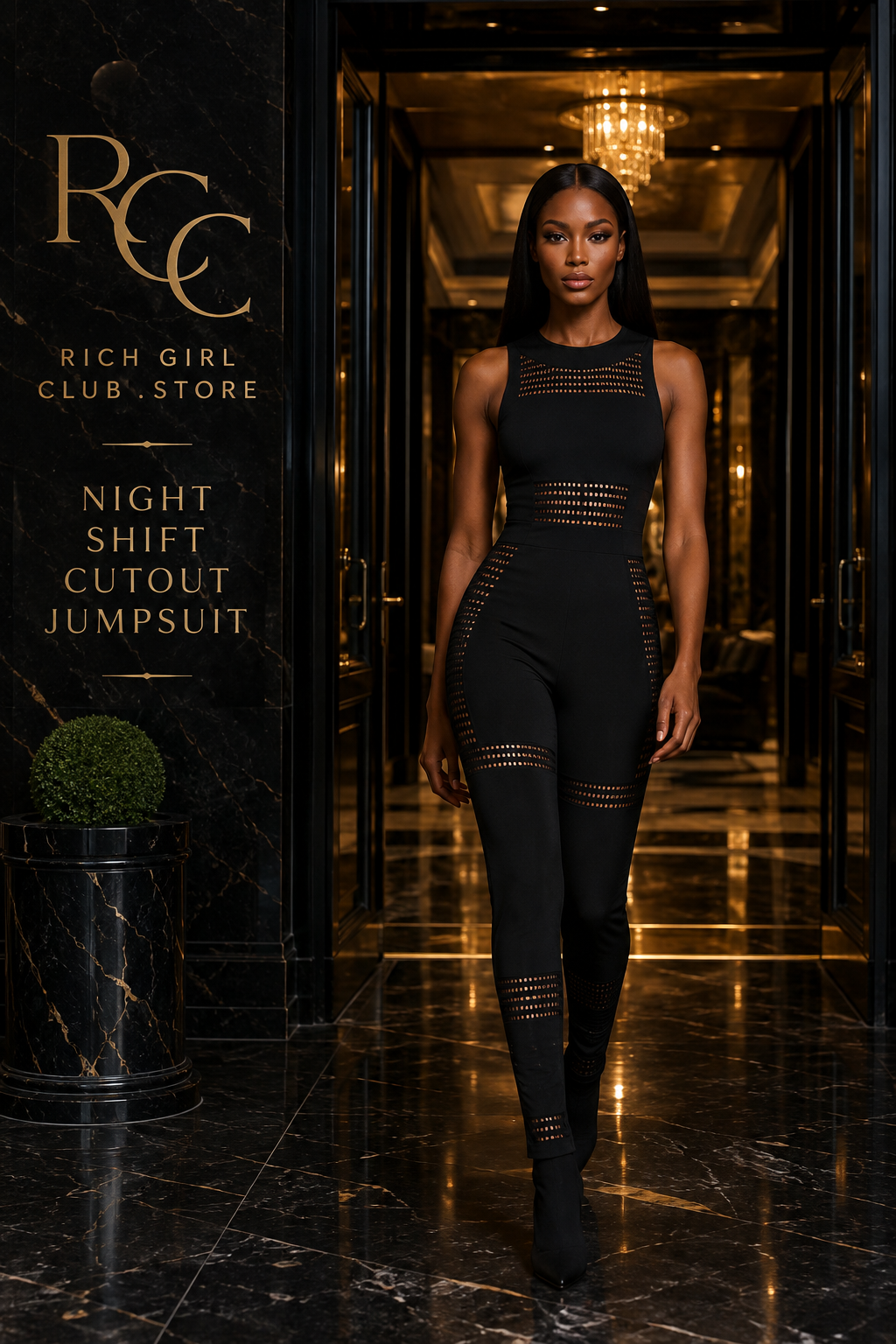 Night Shift Cutout Jumpsuit RGC adult-model campaign hero