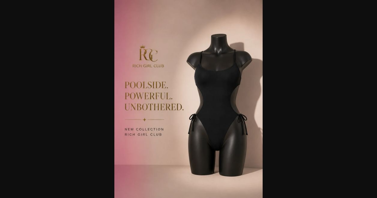 Poolside Power Cutout One-Piece approved Rich Girl Club campaign hero