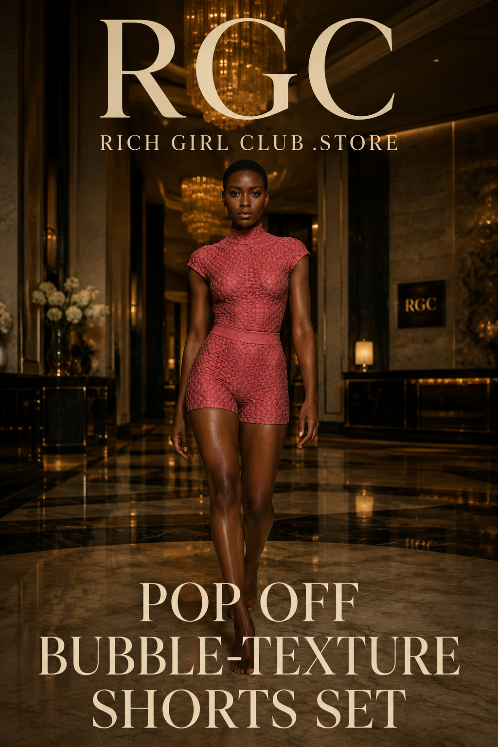 Pop Off Bubble-Texture Shorts Set RGC adult-model campaign hero.