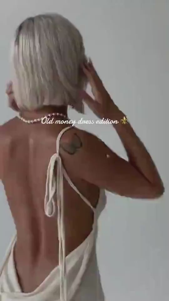 Penthouse Lace-Up Backless Maxi Dress supplier video 1 showing the garment fit and movement