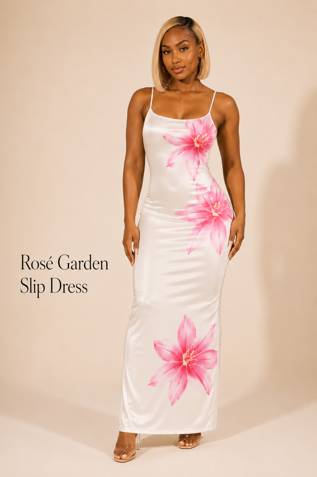 Rosé Garden Slip Dress - Front - Rich Girl Club New Arrival