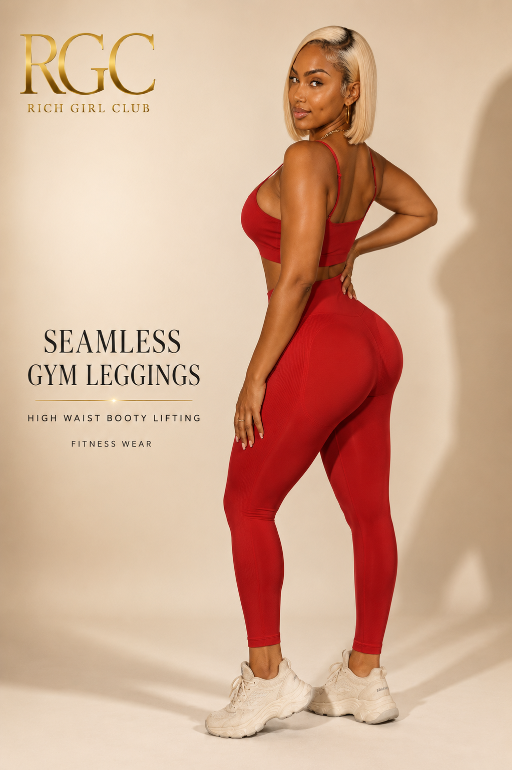 Sculpted Muse Seamless Leggings - Red - Rich Girl Club New Arrival